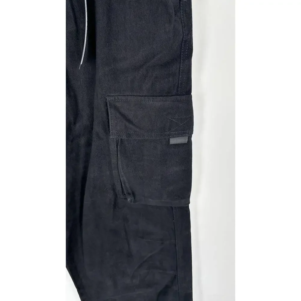 Hours Collection Mens Cargo Pants Size Large Black New 32x30 Y2K Wide Leg